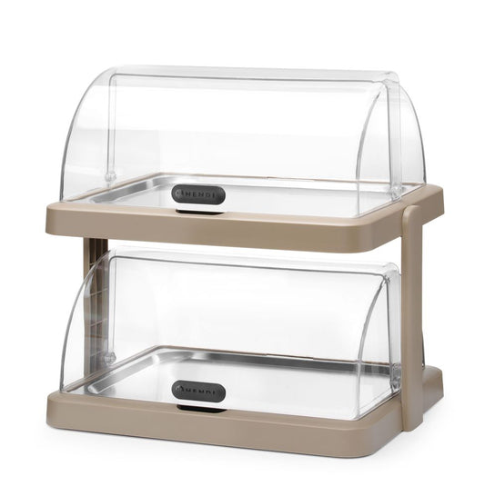 Dubbel kyldisplay med roll-top Duo UNIQ, HENDI, designad av Robert Bronwasser, Beige, 480x355x(H)480mm, Rektangulär