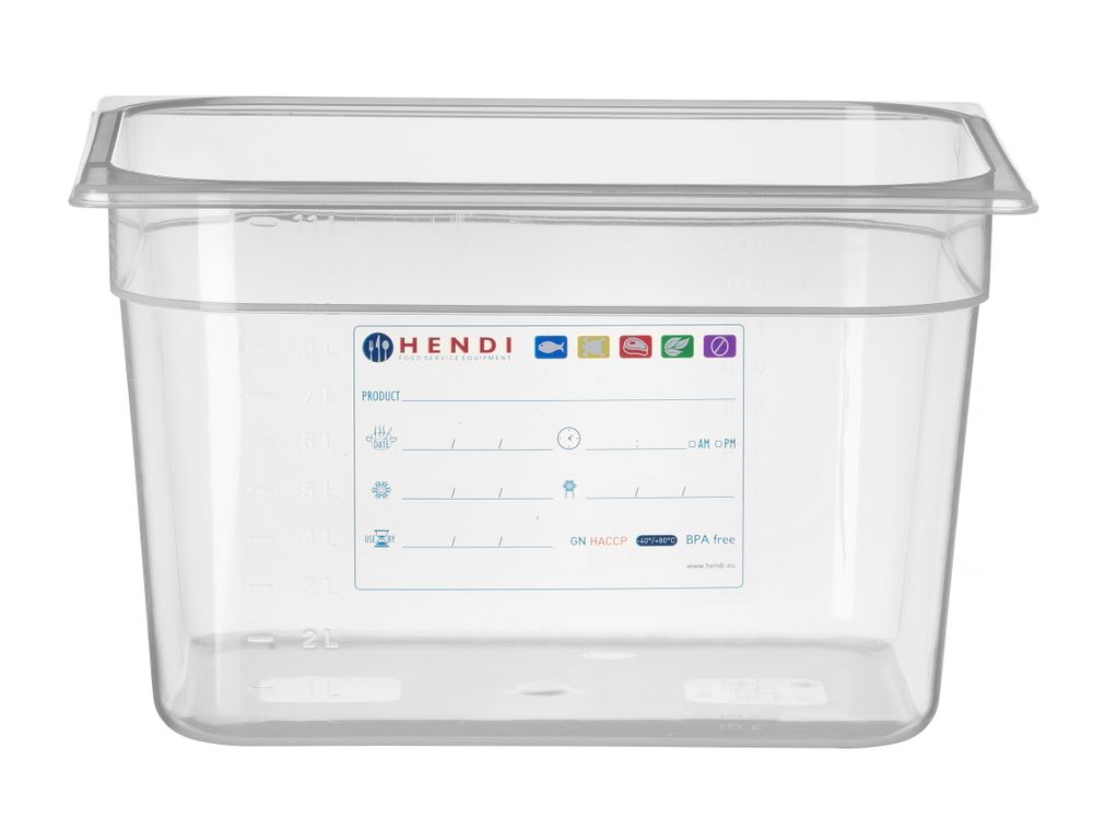Behållare GN 1/2 HACCP, HENDI, GN 1/2, 12,5L, Transparent, 325x265x(H)200mm