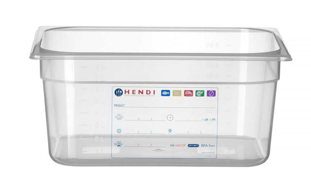 Behållare GN 1/2 HACCP, HENDI, GN 1/2, 9,5L, Transparent, 325x265x(H)150mm