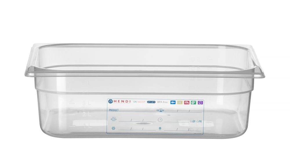 Behållare GN 1/2 HACCP, HENDI, GN 1/2, 6,5L, Transparent, 325x265x(H)100mm