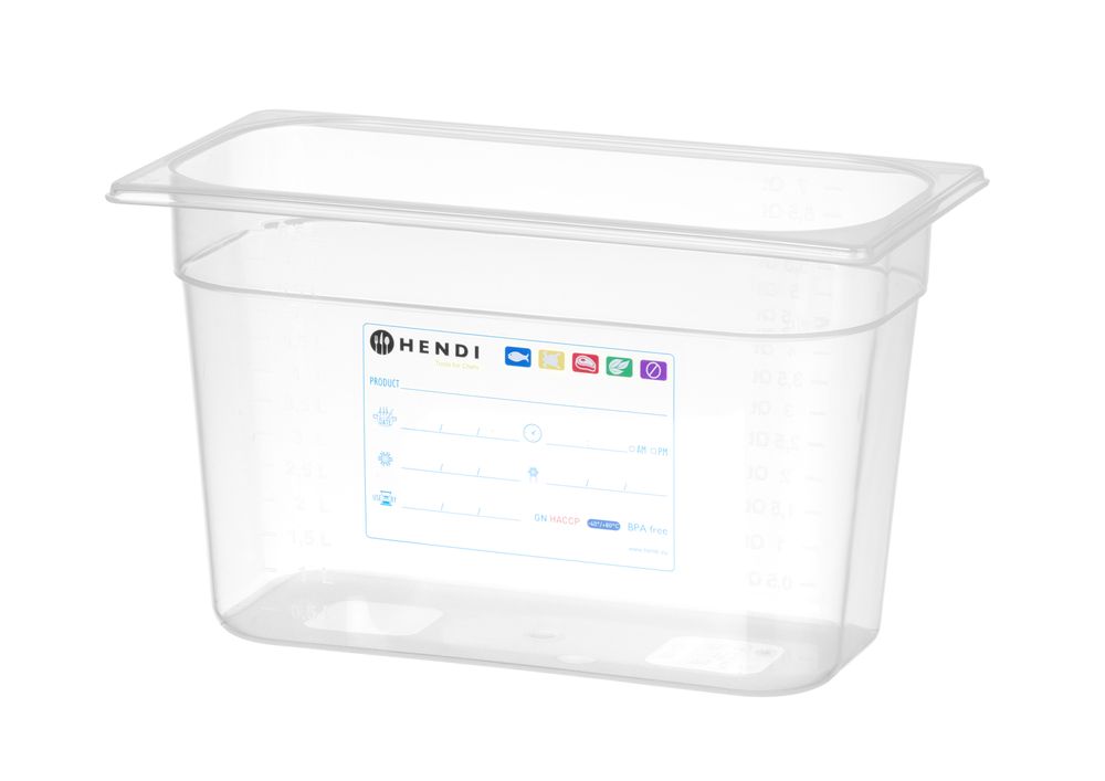 Hendi Behållare GN 1/3 HACCP, GN 1/3, 2,5L, Transparent, 325x176x(H)65mm