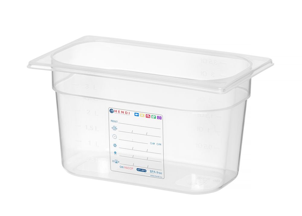 Hendi Behållare GN 1/4 HACCP, GN 1/4, 4L, Transparent, 265x162x(H)150mm