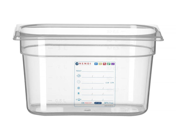 Hendi Behållare GN 1/4 HACCP, GN 1/4, 4L, Transparent, 265x162x(H)150mm