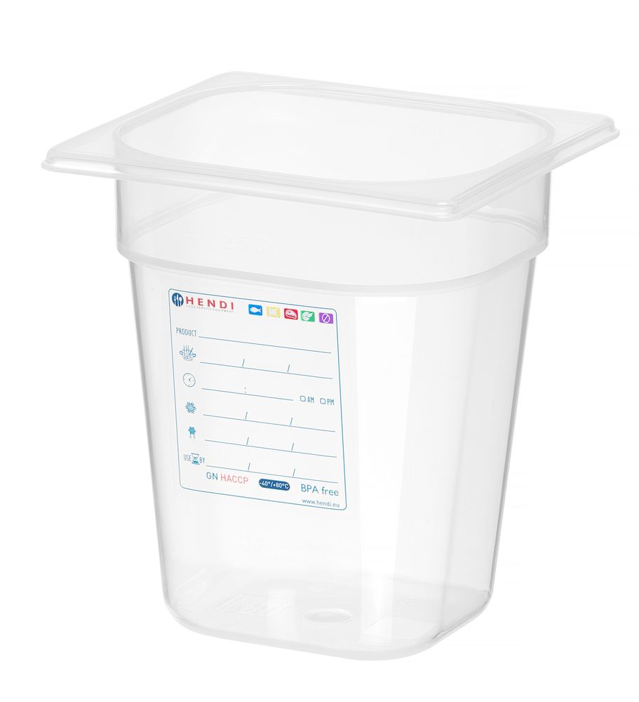 Hendi Behållare GN 1/6 HACCP, GN 1/6, 1L, Transparent, 176x162x(H)65mm