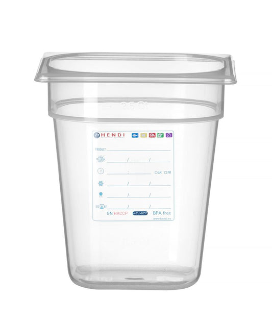 Behållare GN 1/6 HACCP, HENDI, GN 1/6, 3,4L, Transparent, 176x162x(H)200mm