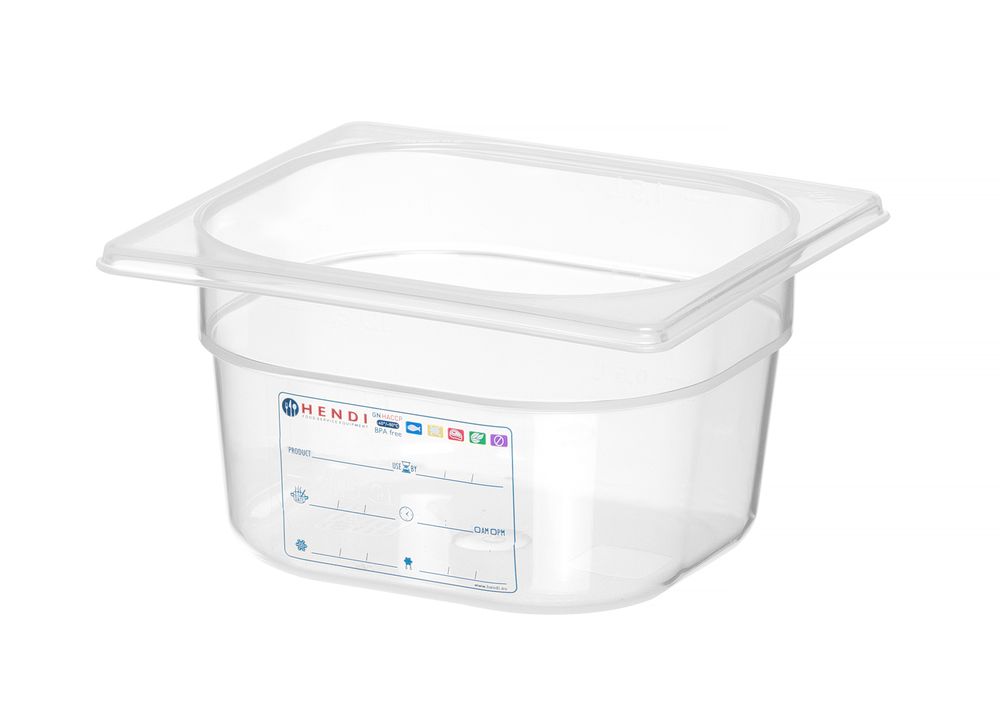 Hendi Behållare GN 1/6 HACCP, GN 1/6, 1,6L, Transparent, 176x162x(H)100mm