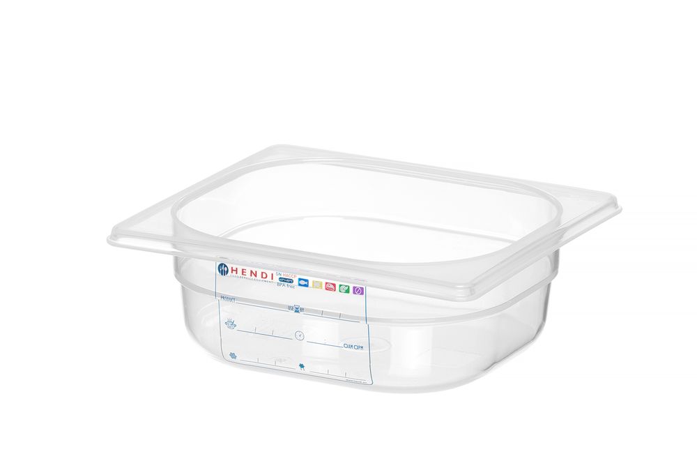 Hendi Behållare GN 1/6 HACCP, GN 1/6, 1L, Transparent, 176x162x(H)65mm