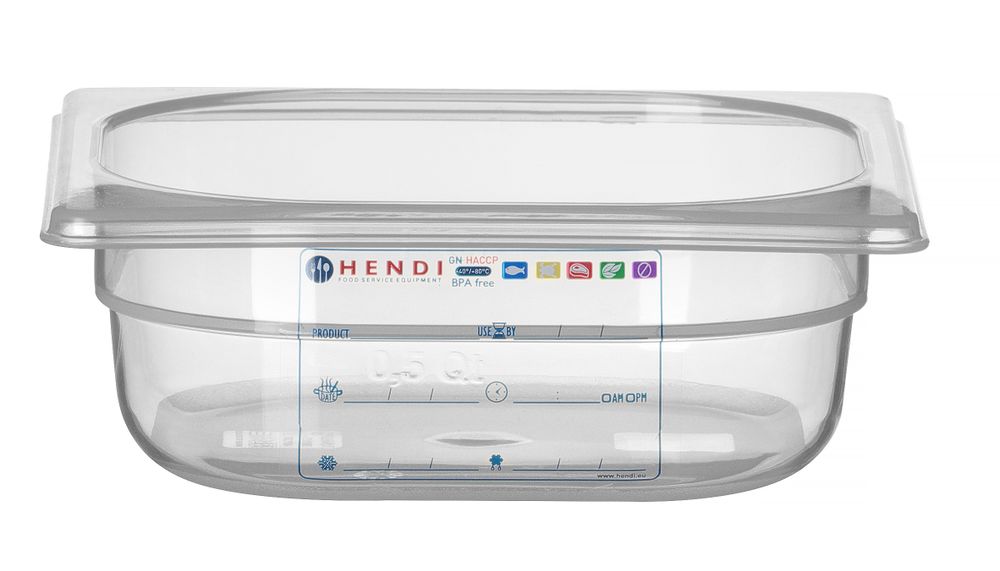 Behållare GN 1/6 HACCP, HENDI, GN 1/6, 1L, Transparent, 176x162x(H)65mm