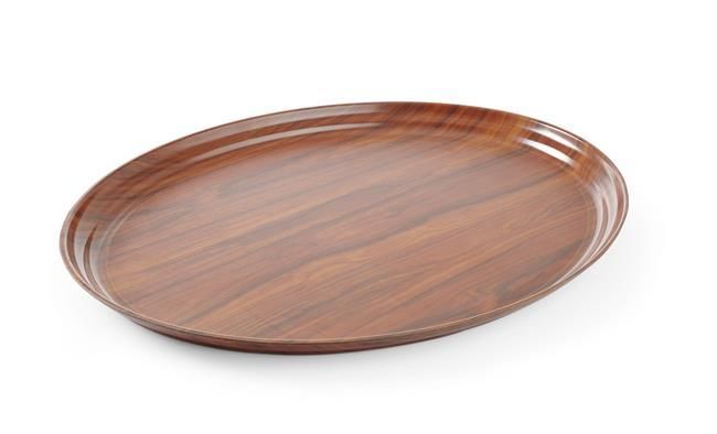 AmerBox Serveringsbricka, oval, halkfri, laminerad, mahogny, 200x265mm